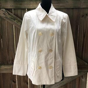 New Braetan Cream Double Breasted Lightweight Denim Peacoat Blazer Jacket Sz 1X